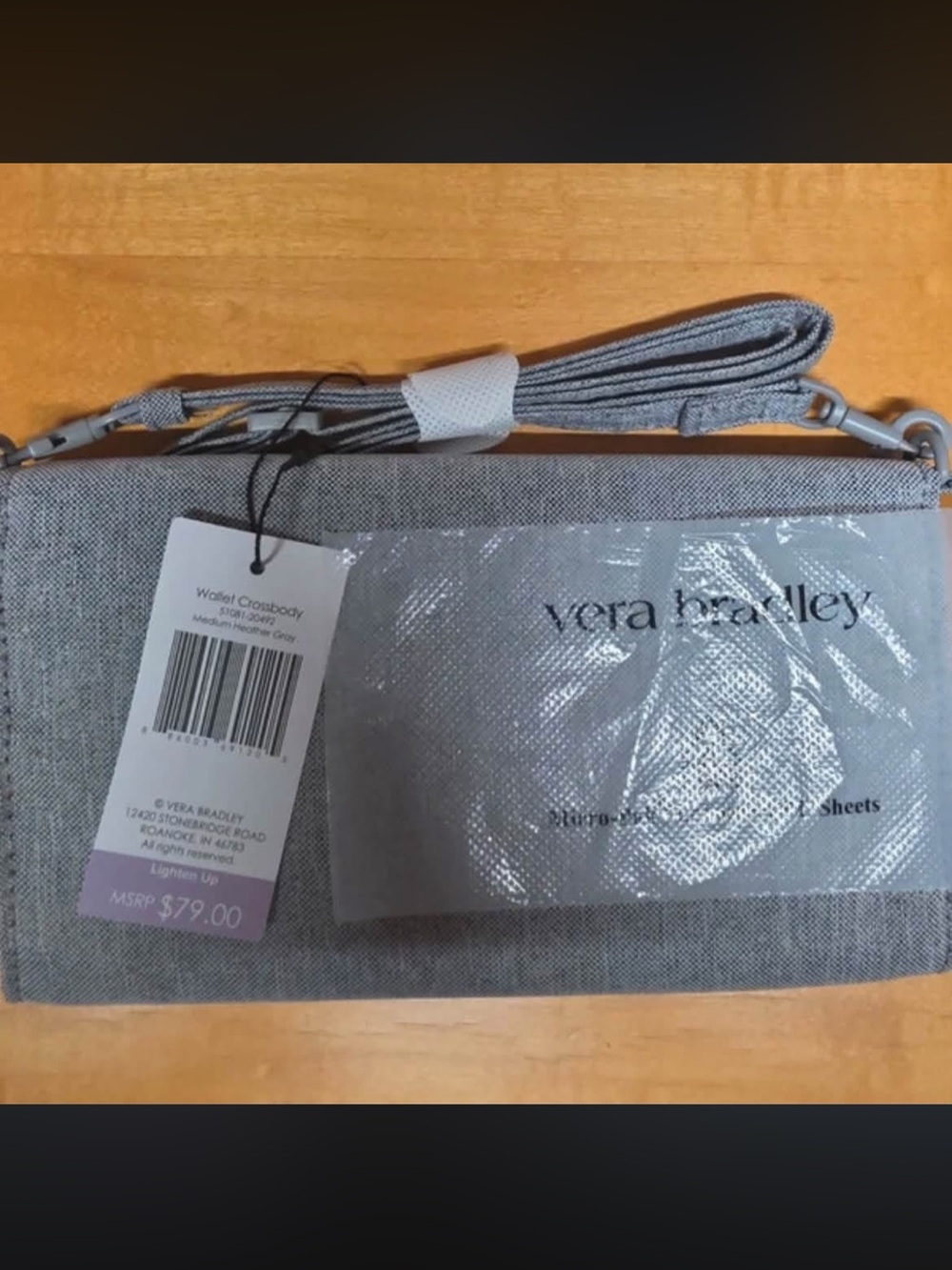 Vera Bradley Heathered Light Gray Crossbody Wallet